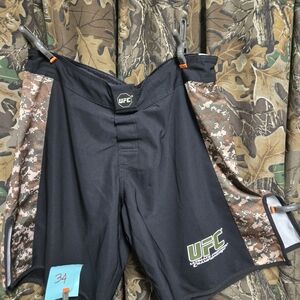 UFC Men's Black Shorts with Brown Digital Camo Panels